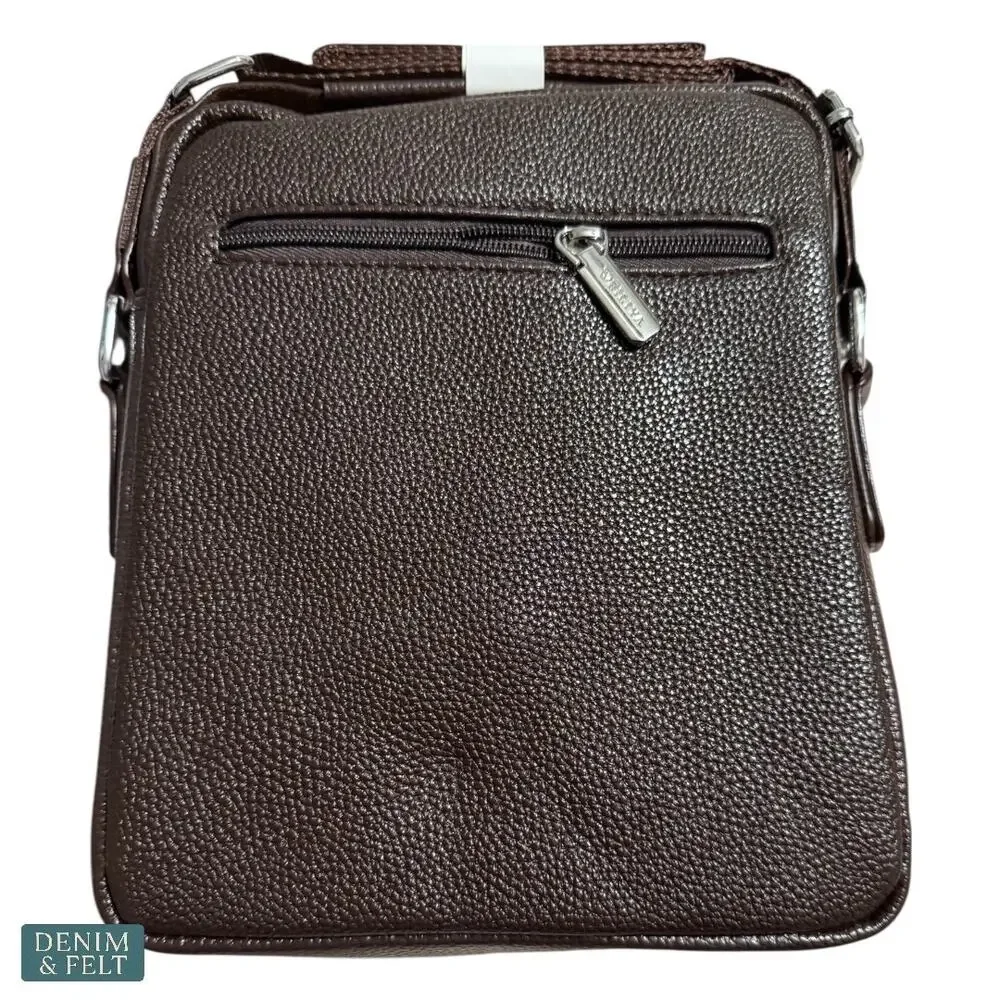 NEW WIWSI Brown PU Leather Men’s‎ Crossbody Messenger Shoulder Sling Bag